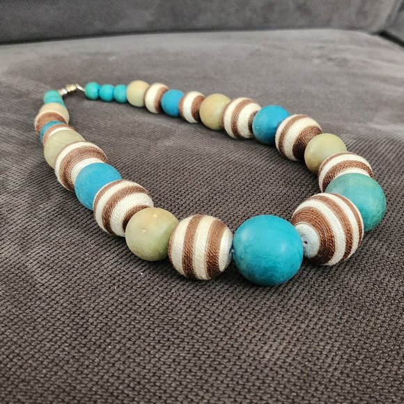 Claire's Wood Beaded Multicolor Bohemian Necklace - Picture 8 of 13